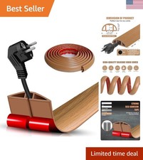 Smart 10FT Self-Adhesive Cord Hider - Stylish Brown Wood for Home Office