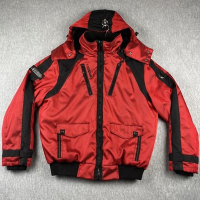 NOIZE Weather Gear XXL Heavy Lined Cold Winter Coat Faux Fur Hood Red 2XL NZEDVS