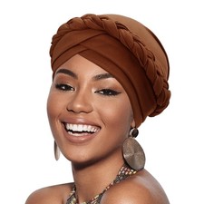 DRESHOW African Turban Pre-Tied Twisted One Size, 1 Pc Braid: Coffee