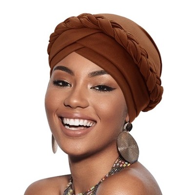 DRESHOW African Turban Pre-Tied Twisted One Size, 1 Pc Braid: Coffee