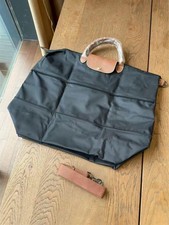 Longchamp Le Pliage Expandable Large Boston Travel Bag, Black New From Japan