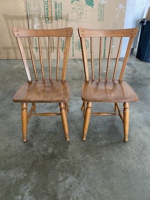 Ethan Allen Baumritter Heirloom Maple Nutmeg 2 Vintage Chairs
