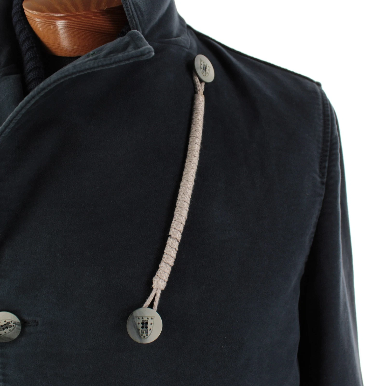 Camplin NWT 100% Cotton Pea Coat w/ Removable Lining Size 52 (L US) In Blue - product detail image 3