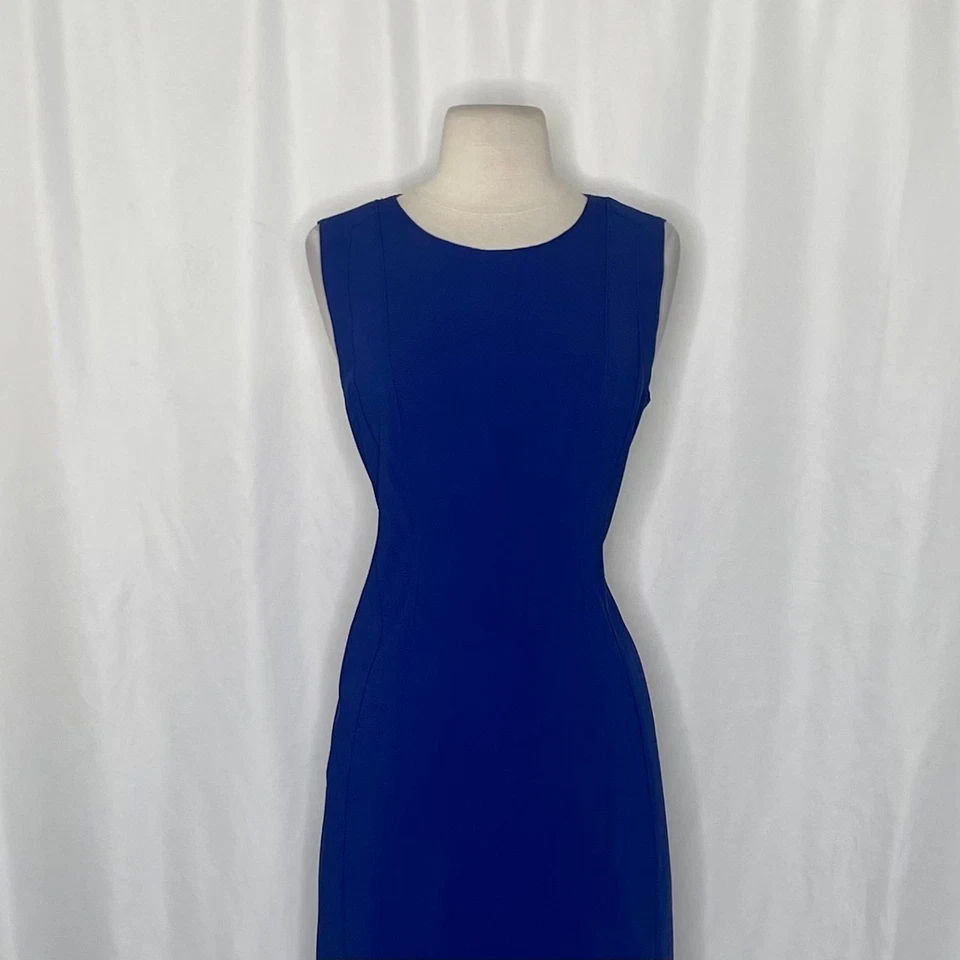 ¡¡NUEVO CON ETIQUETAS!! Vestido Vaina ELIE TAHARI Marley Costuras Azul Sólido Barón Carrera Talla 8 Foto 3 de 4