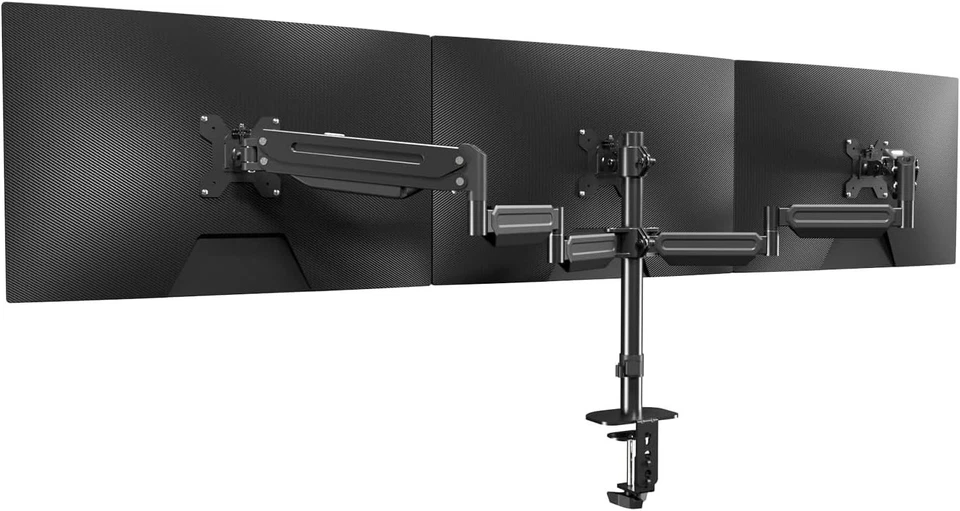 Triple Monitor Mount Stand for 17 to 32 Inch Screens with Gas Springs Clamp - Image 3 of 4