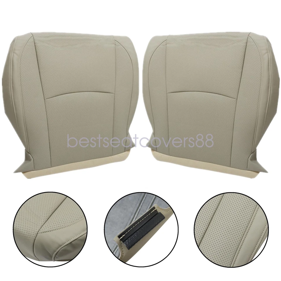 Driver & Passenger Bottom Leather Seat Cover Tan Perf For 2003-2009 Lexus RX330 - Image 2 of 4