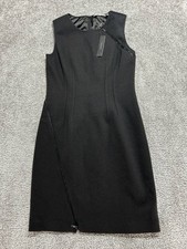 T Tahari Dakota Ponte Sheath Dress Womens 4 Black Lined Stretch Round Neck New