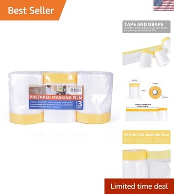 Eco-Friendly Pre-Taped Masking Film - 22'' x 30 Yds, 3 Pack for Total Protection