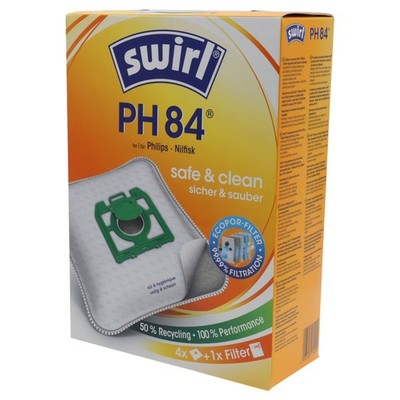 Swirl PH84 4 microfibre vacuum cleaner bags Philips Oslo Vision Silence Nilfisk