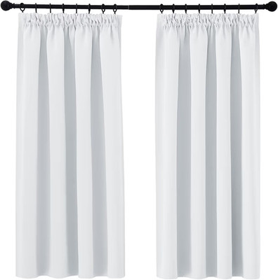 PONY DANCE Blackout Pencil Pleat Curtains Grey White 46x54 1 Pair