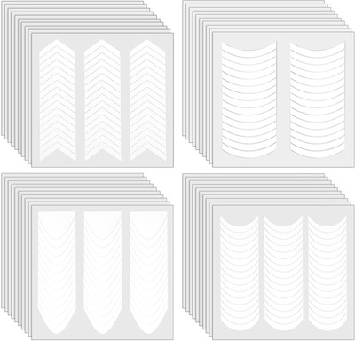 40 Sheets French Tip Nail Stickers Self-Adhesive French Manicure Strips White Na
