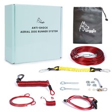 Dog Runner for Yard, Anti-Shock Aerial Trolley System 100FT, Heavy-Duty Dog Run