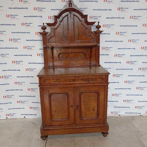 Credenza Antica Umbertina con Piattaia Noce e Radica Fine 800 Italia Originale - Imagen 3 de 6