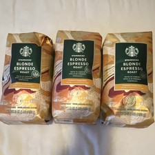 Starbucks Blonde Espresso Roast Whole Bean Light Roast Coffee, 3 Pack 16 oz