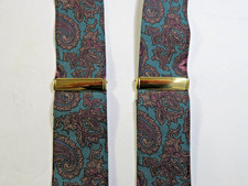 brooks brothers silk multicolor Suspenders Braces,brass/leather hardware