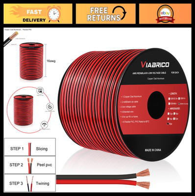 16AWG 500FT Electrical Wire Cable, 2 Conductor Red Black, Flexible Hookup for LE
