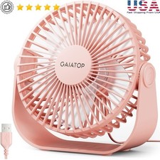 USB Desk Fan 3 Speeds Portable Quiet Cooling 90 Degree Rotate Pink Table Fan New