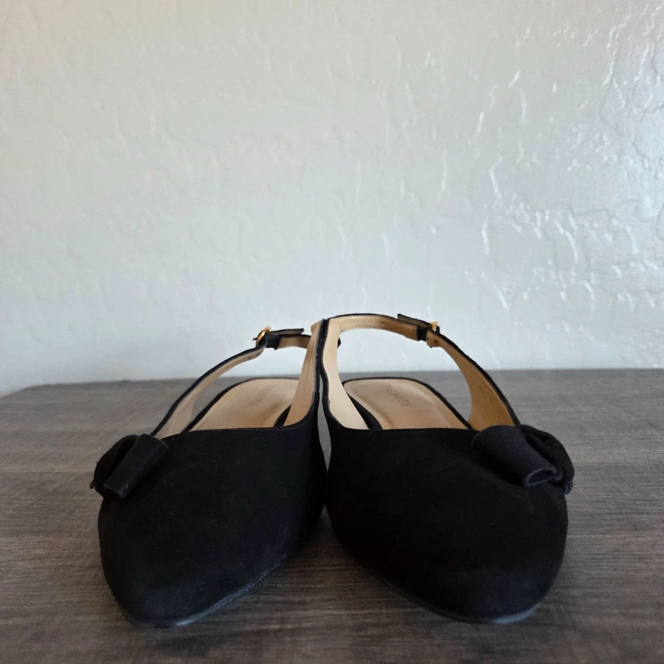 Talbots Gamuza Edison Arco Cordones Ballet Punta Plana Negro/Dorado Para Mujer 10 Foto 3 de 4