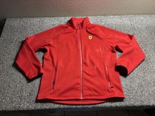 Vintage Ferrari Racing Jacket Mens XL Full Zip Fleece F1 Red Santander