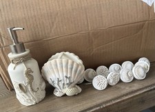 14-częściowy zestaw do kąpieli z motywem oceanu, dozownik, uchwyt na szczoteczkę do zębów, haczyki, kosz na śmieci