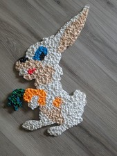 Vtg White Easter Bunny Melted Plastic Popcorn Outdoor Decoration NOS USA Made