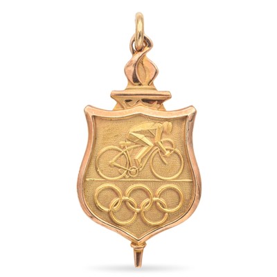 Vintage 10K Gelbgold Olympia Radfahrer Metall Charm Anhänger