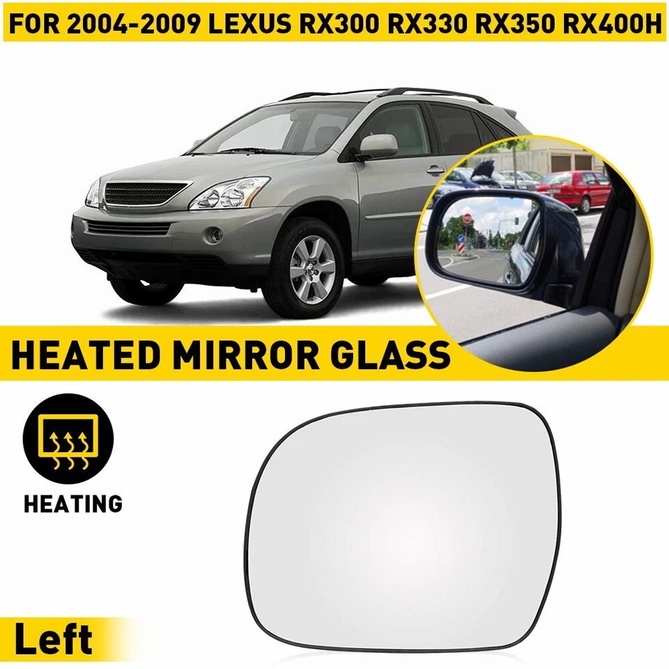 For 2004-09 Lexus RX300 RX330 RX350 RX400H Driver Side Left Mirror Glass Heated - Imagem 2 de 4