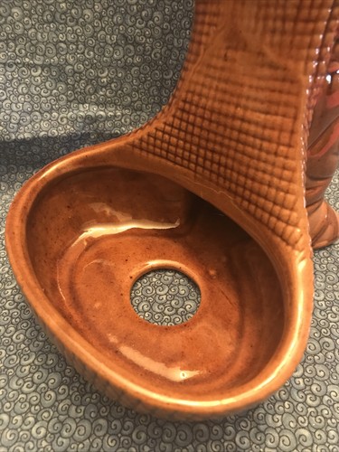 Vintage Ceramic Farmer Boy Planter 9-1/2” - Brown Glaze - Picture 4 of 7
