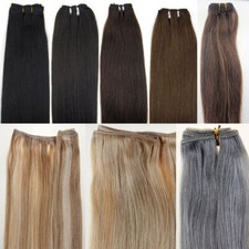Double Weft Human Hair Extensions Sew In Weave Real Remy Russian Hair Full Head