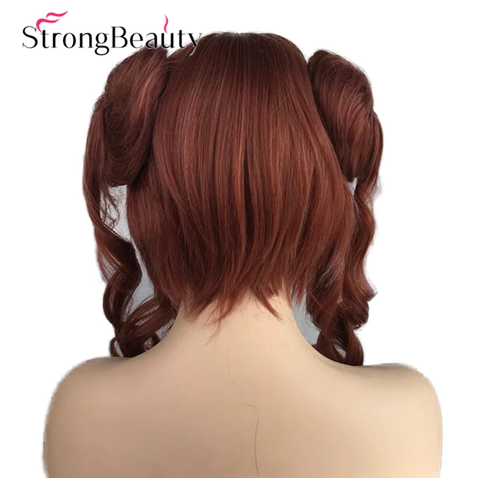 Peluca larga rosa oscuro onda corporal doble cola de caballo dulce anime cosplay pelo Foto 2 de 4