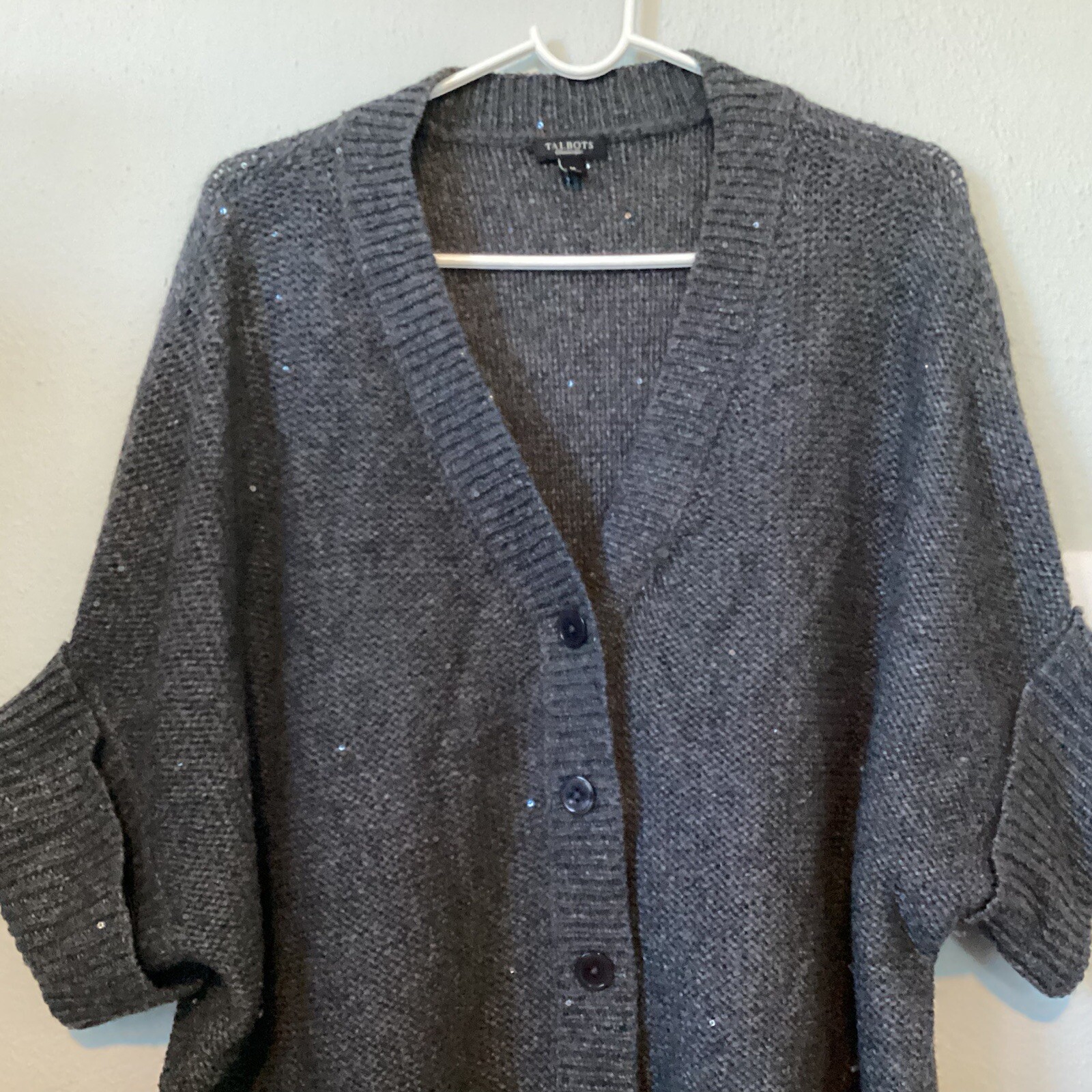 Talbots Oversize Medium Sequins Sparkle Button Sw… - image 4