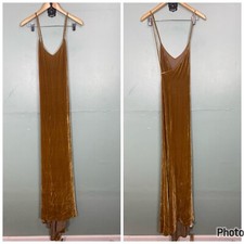 Reformation Rimini Velvet Dress Maxi Gown Sleeveless Gold Yellow Sz XL