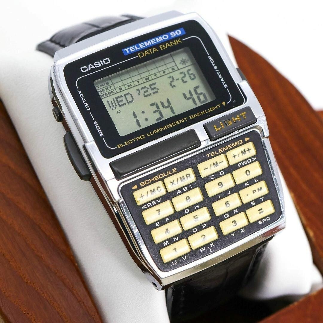 Casio DBC 630 Data Bank Digital Watch Gold Black Vintage Japan