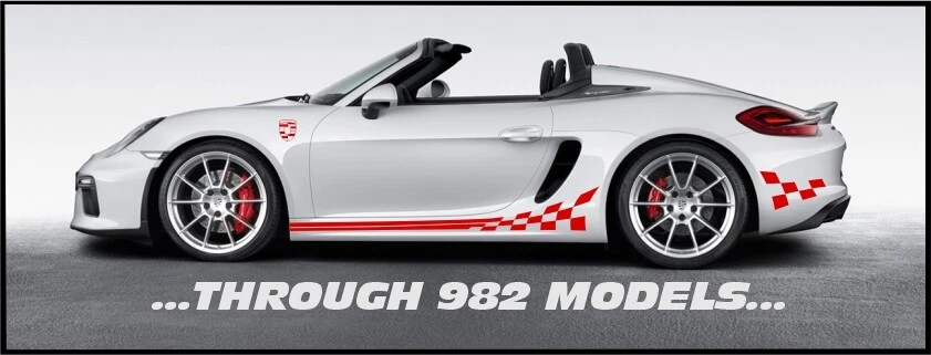 Checkered Flag Side Stripe & Windshield Banner for Boxster 986 & 911 996 Models - Image 4 of 4