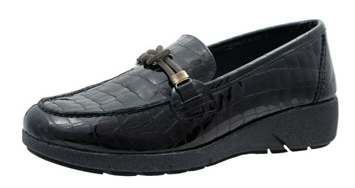 24 Mocasines Mujer Confort Negro Charol Ref.24725 |