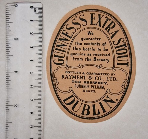 Dulin Label BEER LABEL - GUINNESS'S DUBLIN EXTRA STOUT - RAYMENT & CO LTD - FURNEUX ...