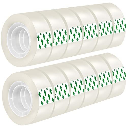 MJUNM 12 Rolls Transparent Tape Refills Rolls 3/4-Inch x 1000 inch, 1 inch 