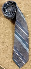 Backer's International Collection Mens striped Tie Necktie Grey/blue