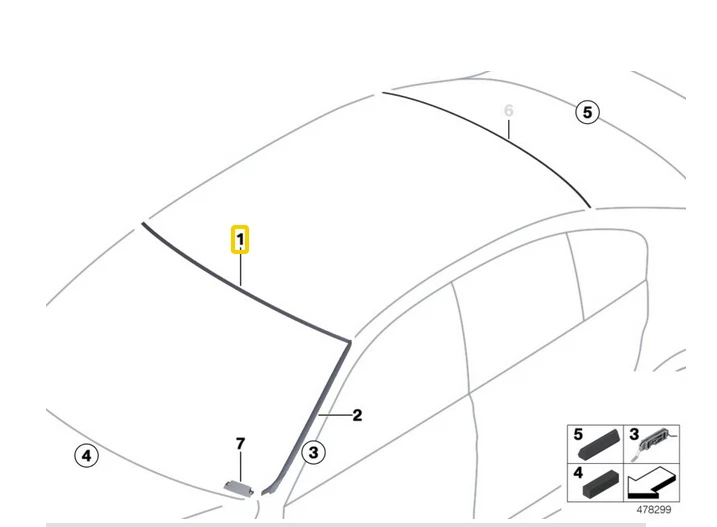 Nuevo 1 sello de moldura de parabrisas superior delantero para BMW F30 320i 328i 335i M3 Foto 3 de 4
