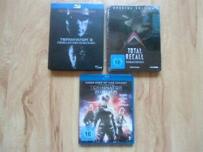 Bluray Terminator Rising + Steelbook´s Terminator 3 + Total Recall Neu