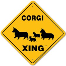 Corgi Pembroke Xing Sign Aluminum 12 in X 12 in 20372