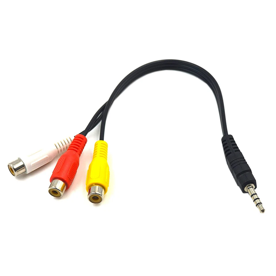 3.5mm Male 4 Pole Plug to 3 RCA Female Adapter Cable AV Video Adapter Connector - Image 2 of 4