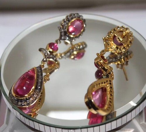 Pendiente colgante de boda amatista plata 925 aspecto antiguo diamante talla rosa de 2,32 quilates - Imagen 4 de 8