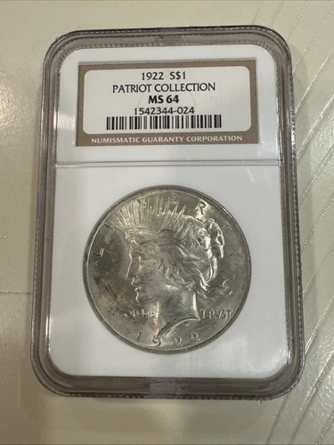 1922 NGC MS64 Peace Dollar $1 US Mint Silver Patriot Collection 1922 MS-64