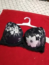 NWT Auden Lace BRA -  38DD - Black,white floral pushup wire PADDED
