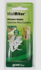 Hillman WALLBITER Silver Nylon Small PICTURE HOOKS Wall 30 lb. 4 pack 122391