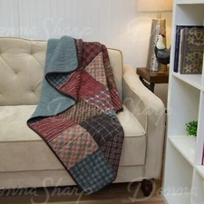Donna Sharp Appalachia Plaid Pieced Cotton Quilted Throw Patchwork Rustic Lodge