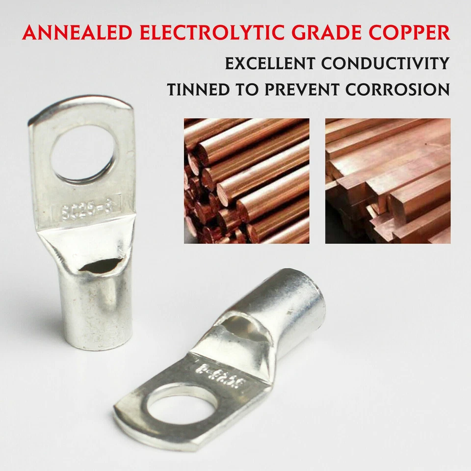 5pcs Battery Copper Crimp Terminals Cable Lug Wire Ring Connector 6MM² - 95MM² - Image 3 of 4