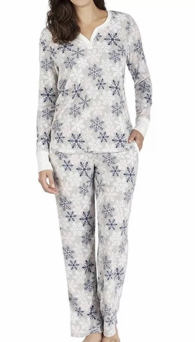 New Nautica Women s Textured Stretch Fleece Sleepwear Pajama Set Small S Grey
