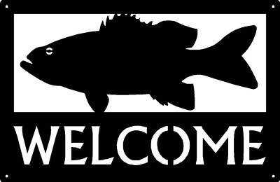 Bass Fish Welcome Sign  - Made in America - Outdoor Decor - Made in USA